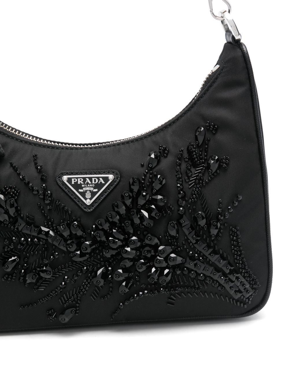 Black Beaded Floral Embellished Bag