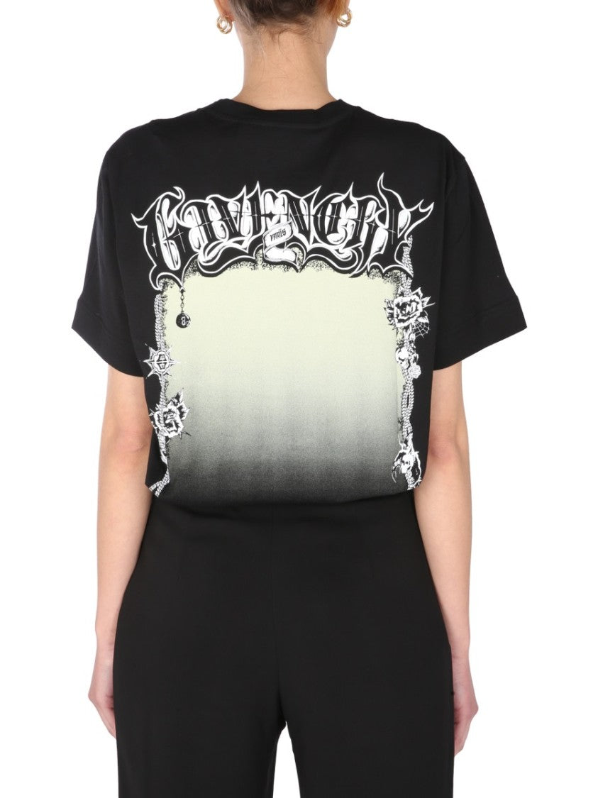 Graphic Print Black Crew Neck T-Shirt