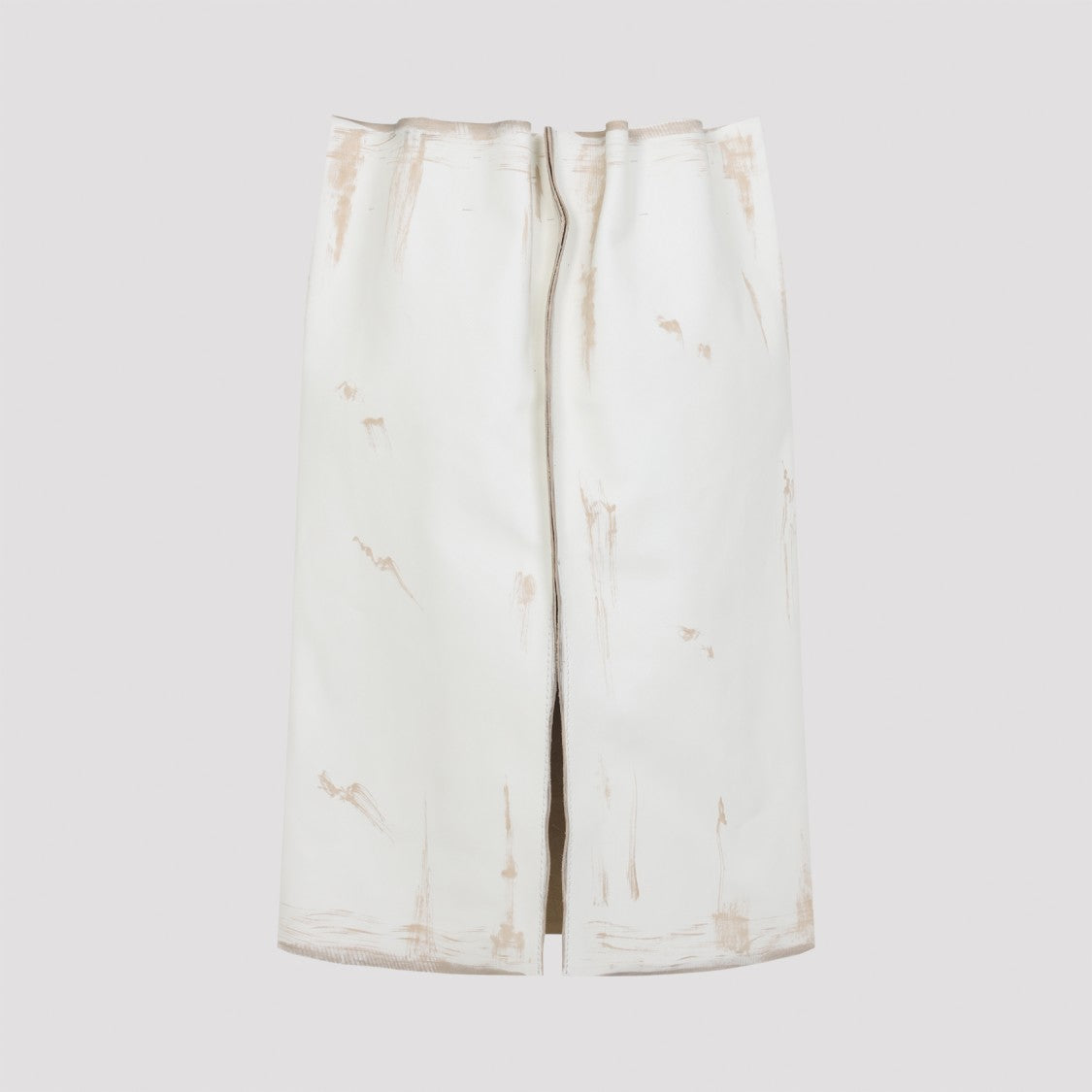 High-Waisted Distressed Calf Leather Skirt