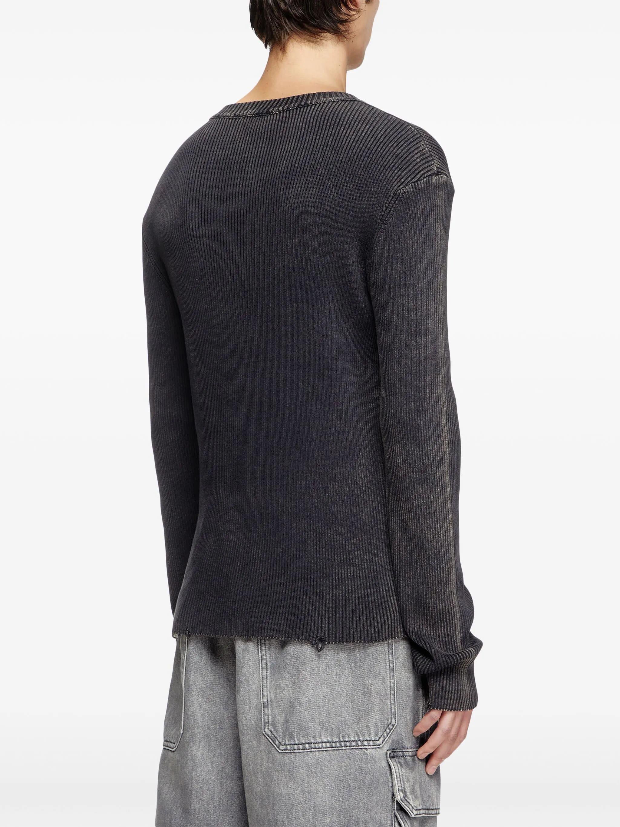 Black K-Darin-D Ribbed Oval Cut-Out Top