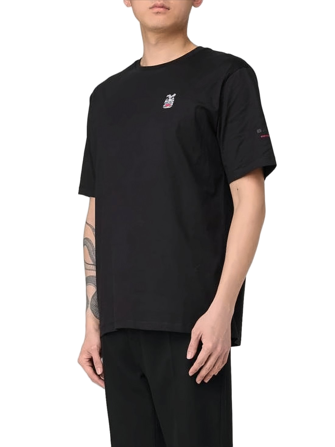 Relaxed-Fit Black Short-Sleeve T-Shirt with Embroidered Logo