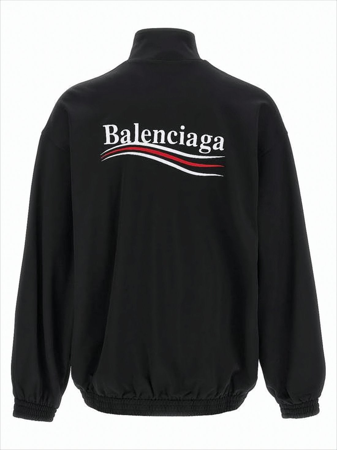 Black Zip-Up Sweatshirt with High Collar