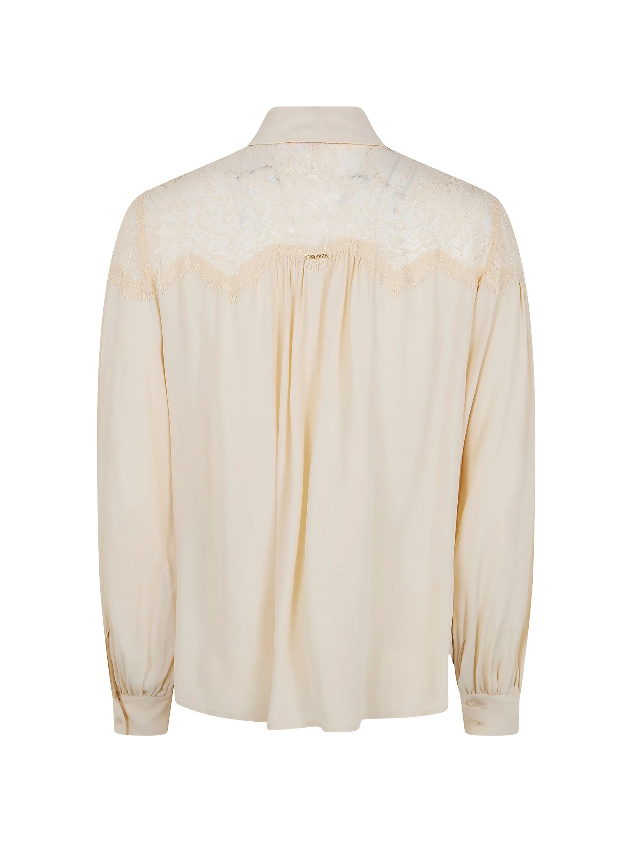 Puffed Sleeve Lace Plain Shirt
