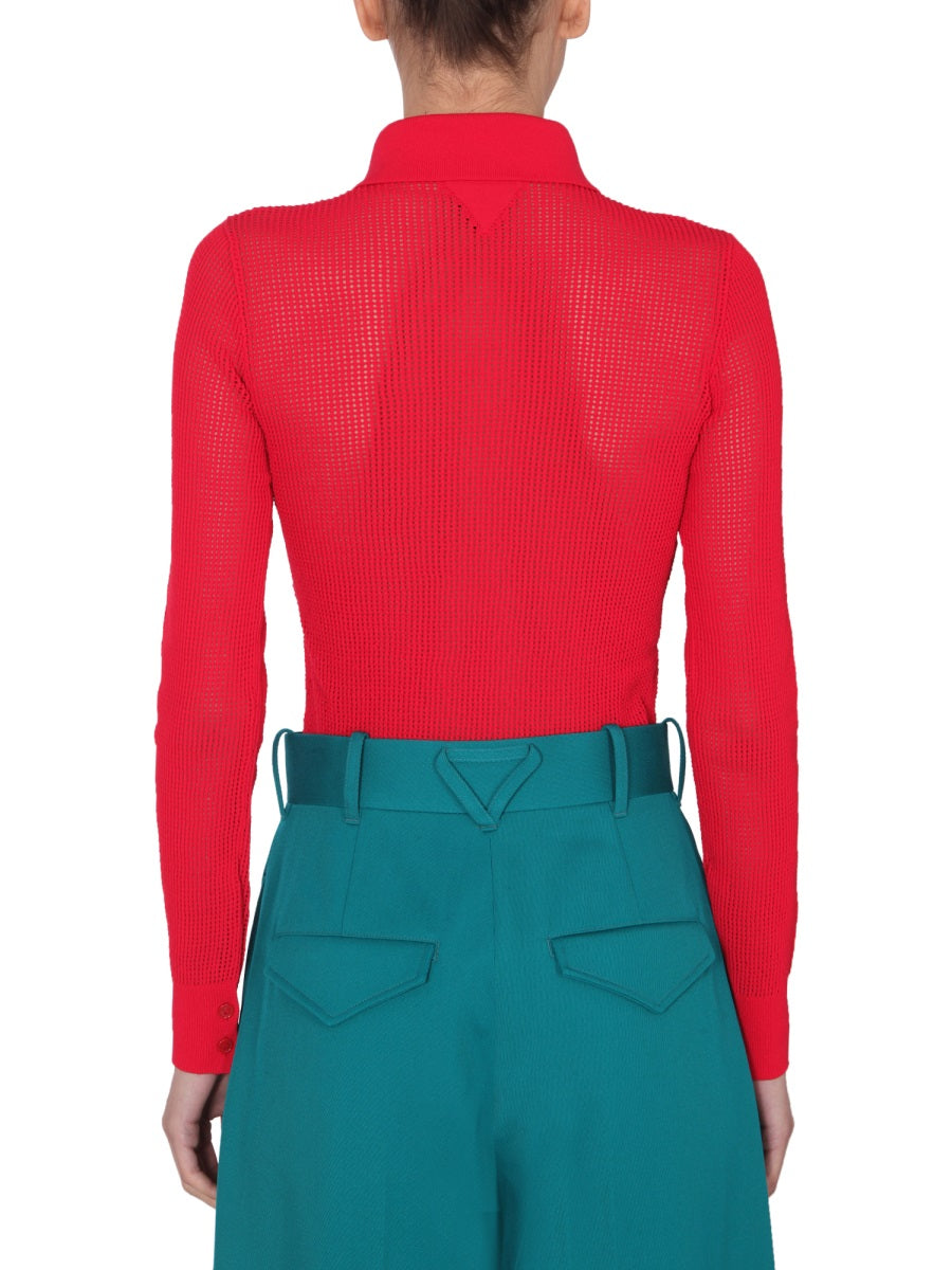 Mesh Knit Cardigan with Fitted Silhouette