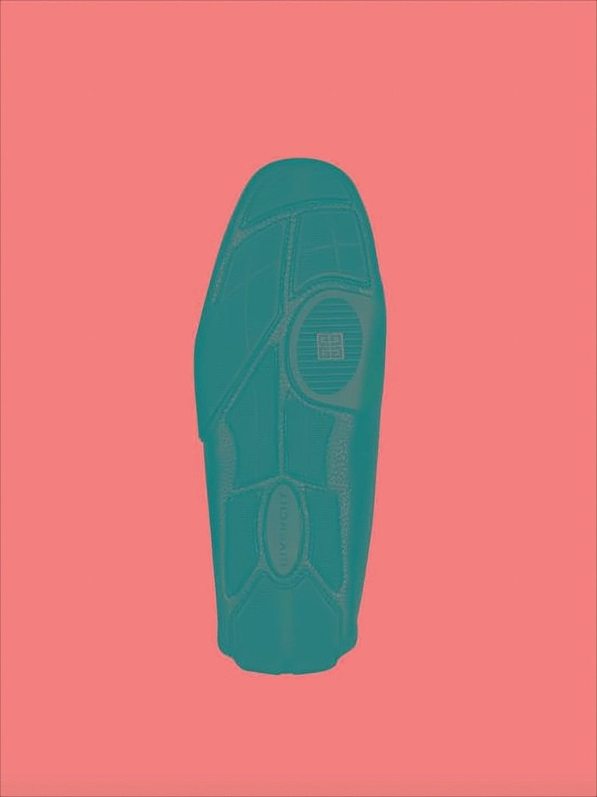 Textured Calf Leather Loafers with Rounded Toe and Embossed Logo