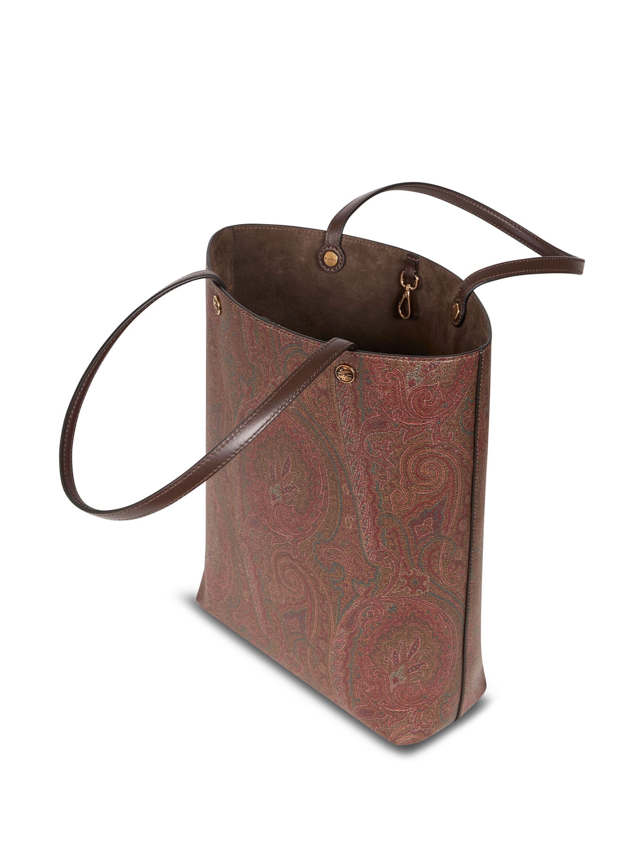 Vertical Shopping Brown Paisley Pattern Tote