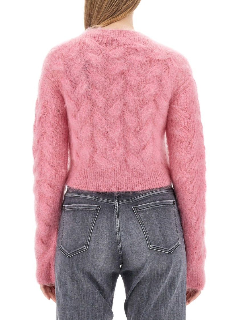 Textured Cable Knit Cropped Sweater