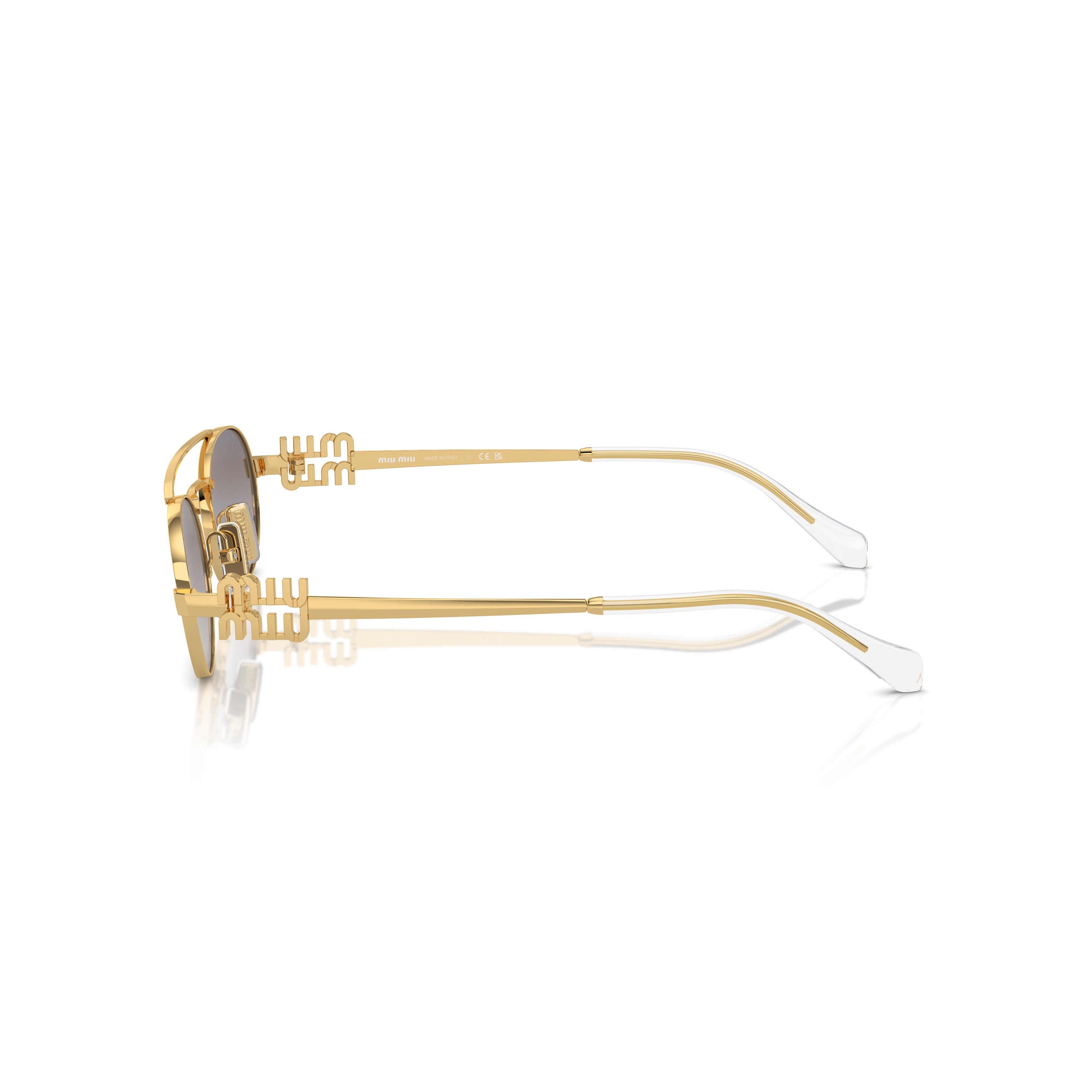 0mu 54zs Oval Gold-Toned Metal Sunglasses