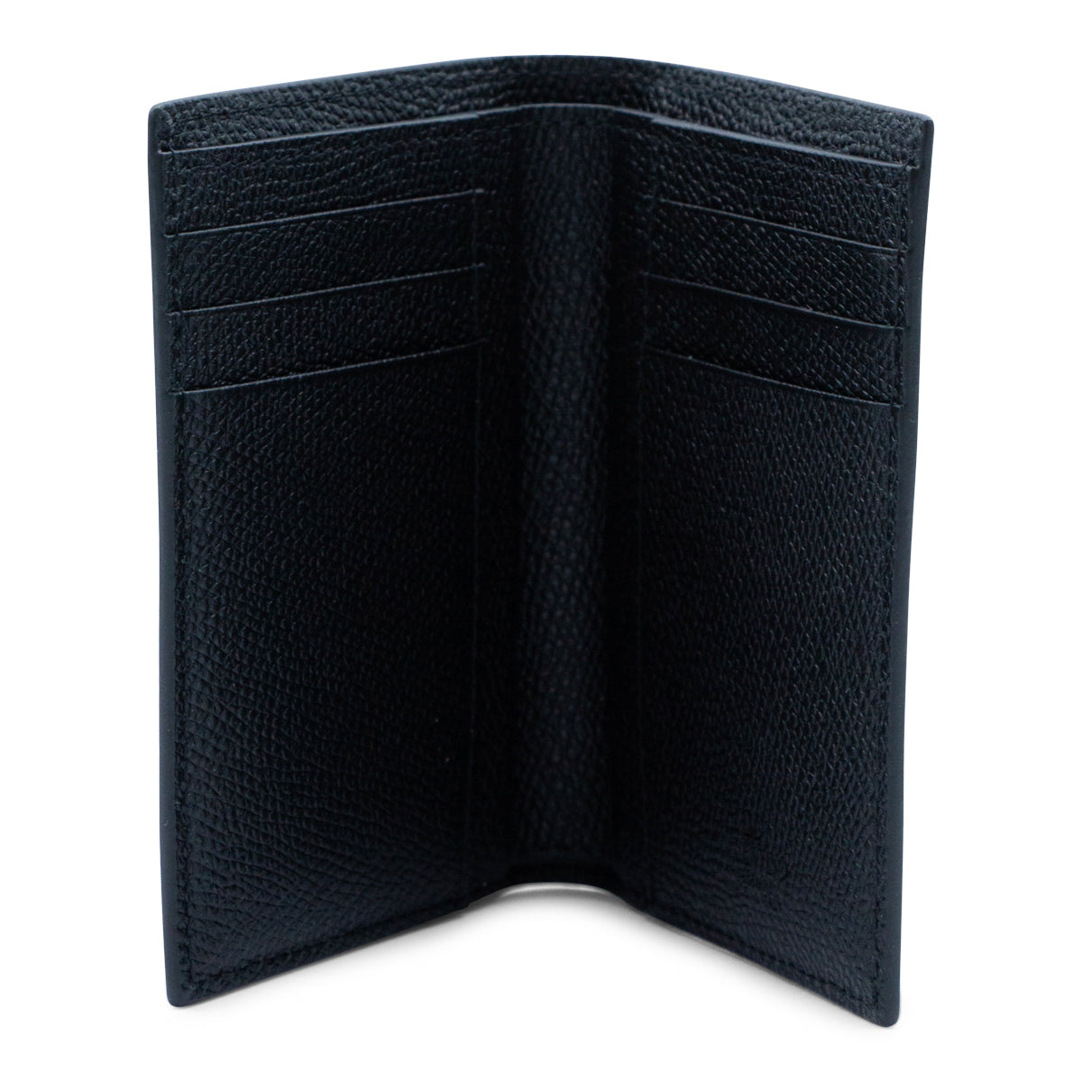 Textured Black Wallet with Silver-tone Logo Emblem