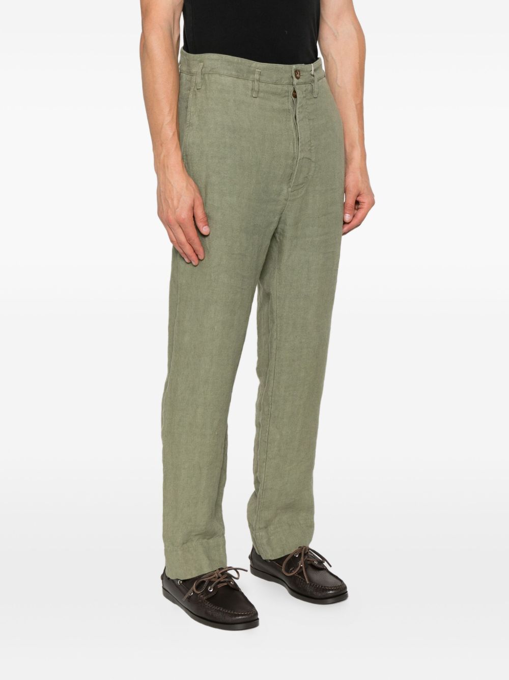 Khaki Green Straight Leg Trousers