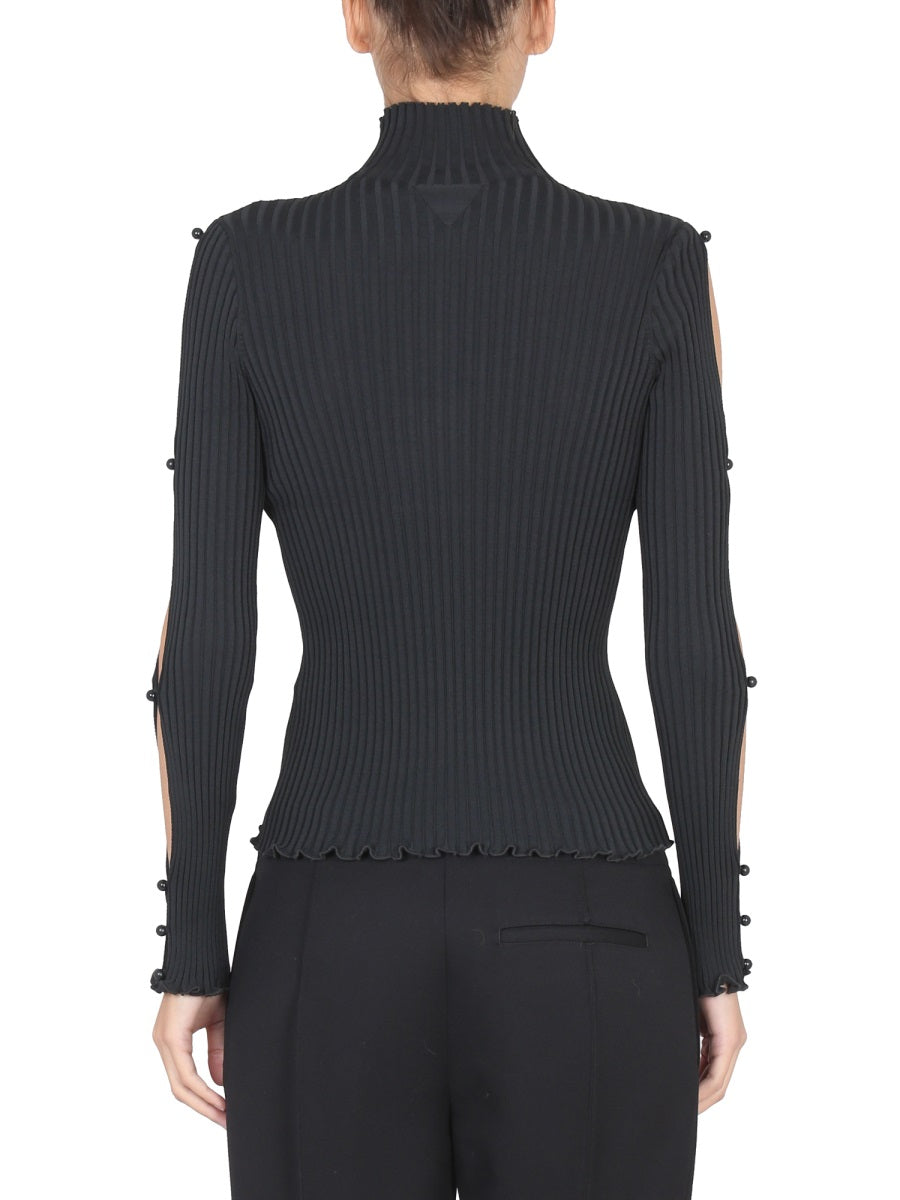 High Neck Turtleneck Sweater with Textured Knit Design