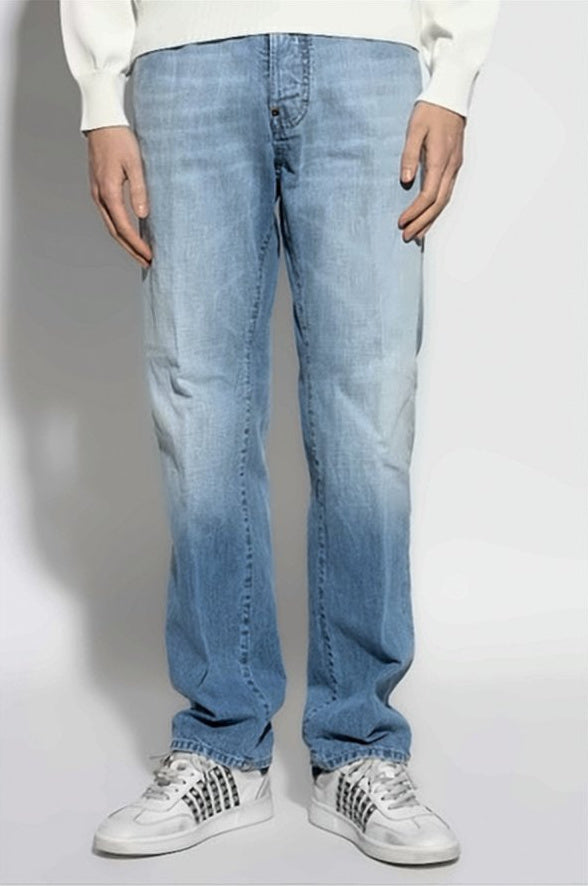 Light Blue Straight-Leg Denim Pants