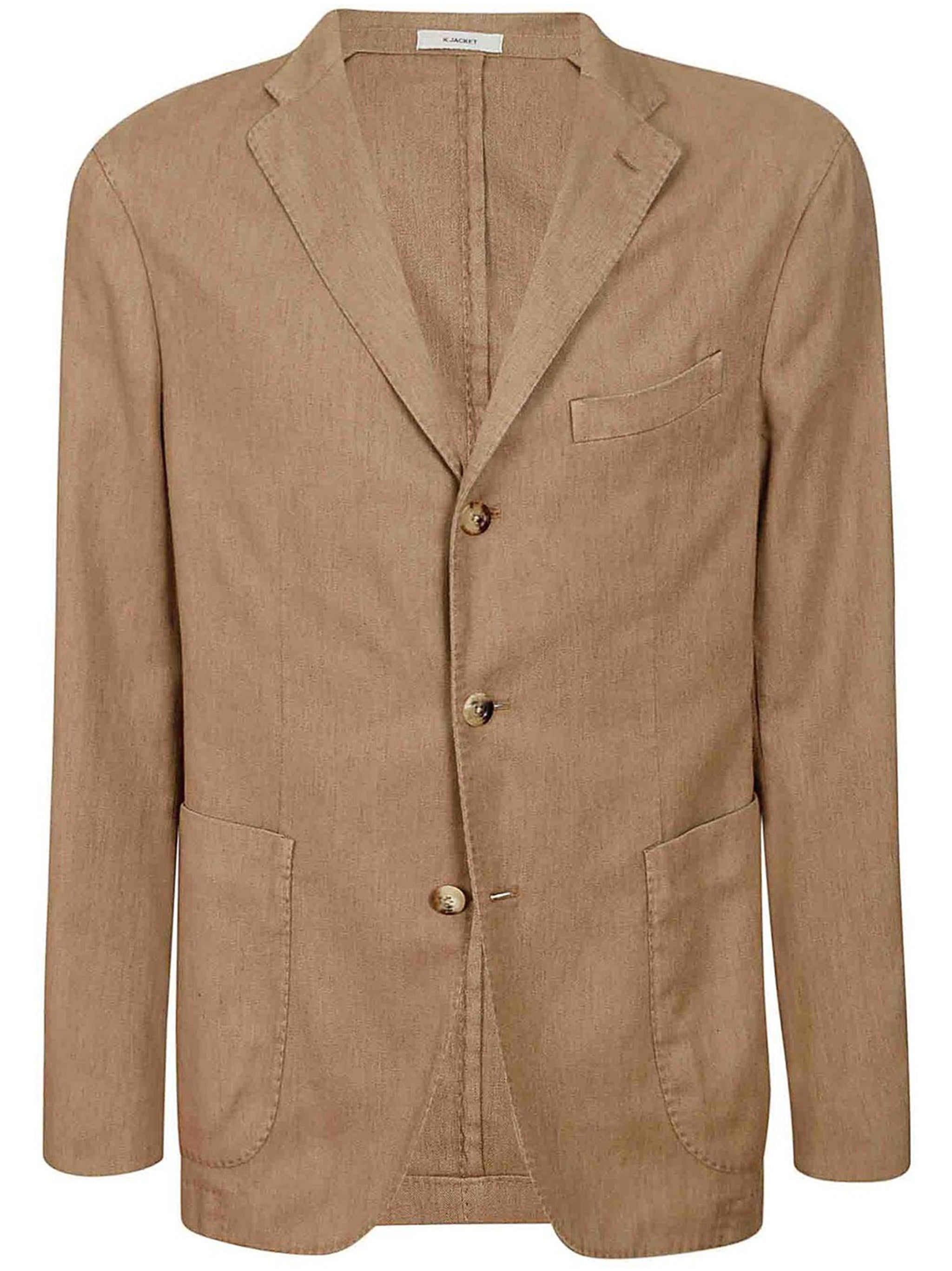 Single-Breasted Brown Cotton Blend Blazer