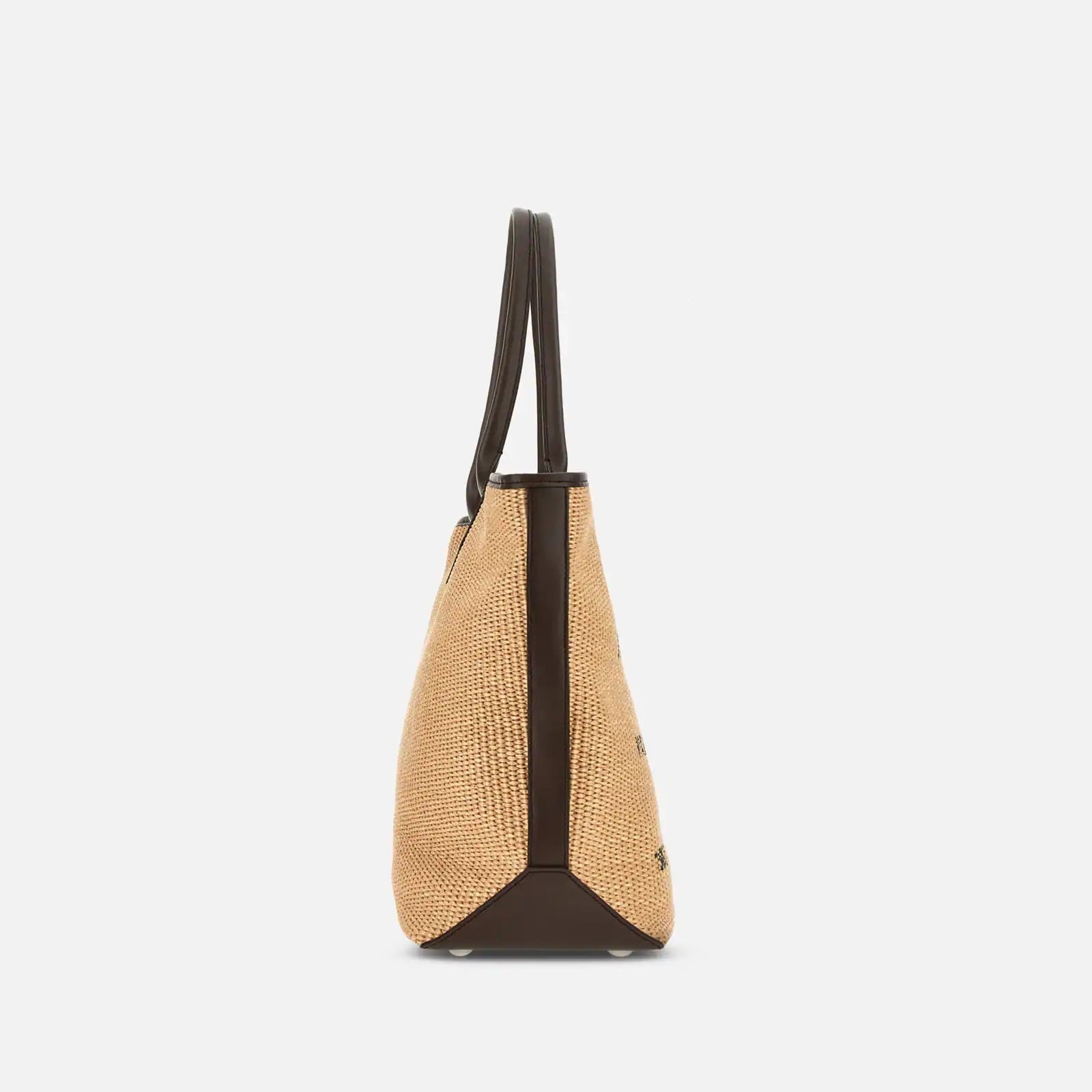 Beige Address Shopping Media Raffia Shopping Bag