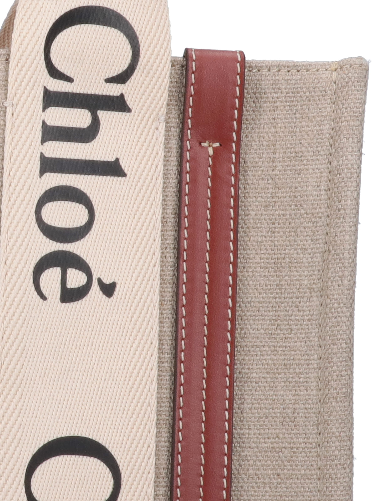 "Woody" Small Tote Bag, In Beige Linen