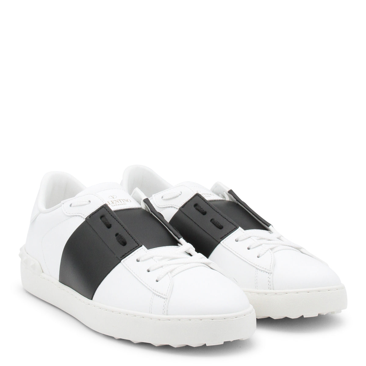 White And Black Leather Open Sneakers