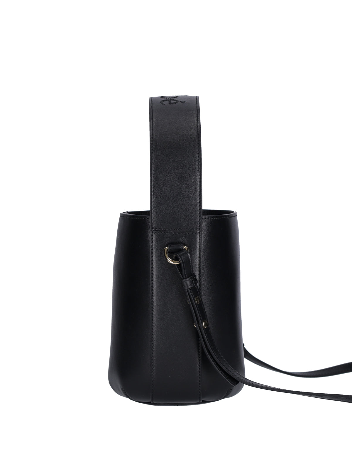 Black Sense Mini Leather Bucket Bag