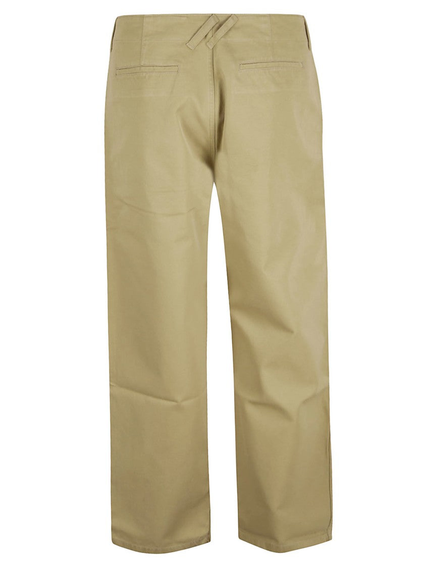 Straight-Leg Cotton Trousers With Button Closure