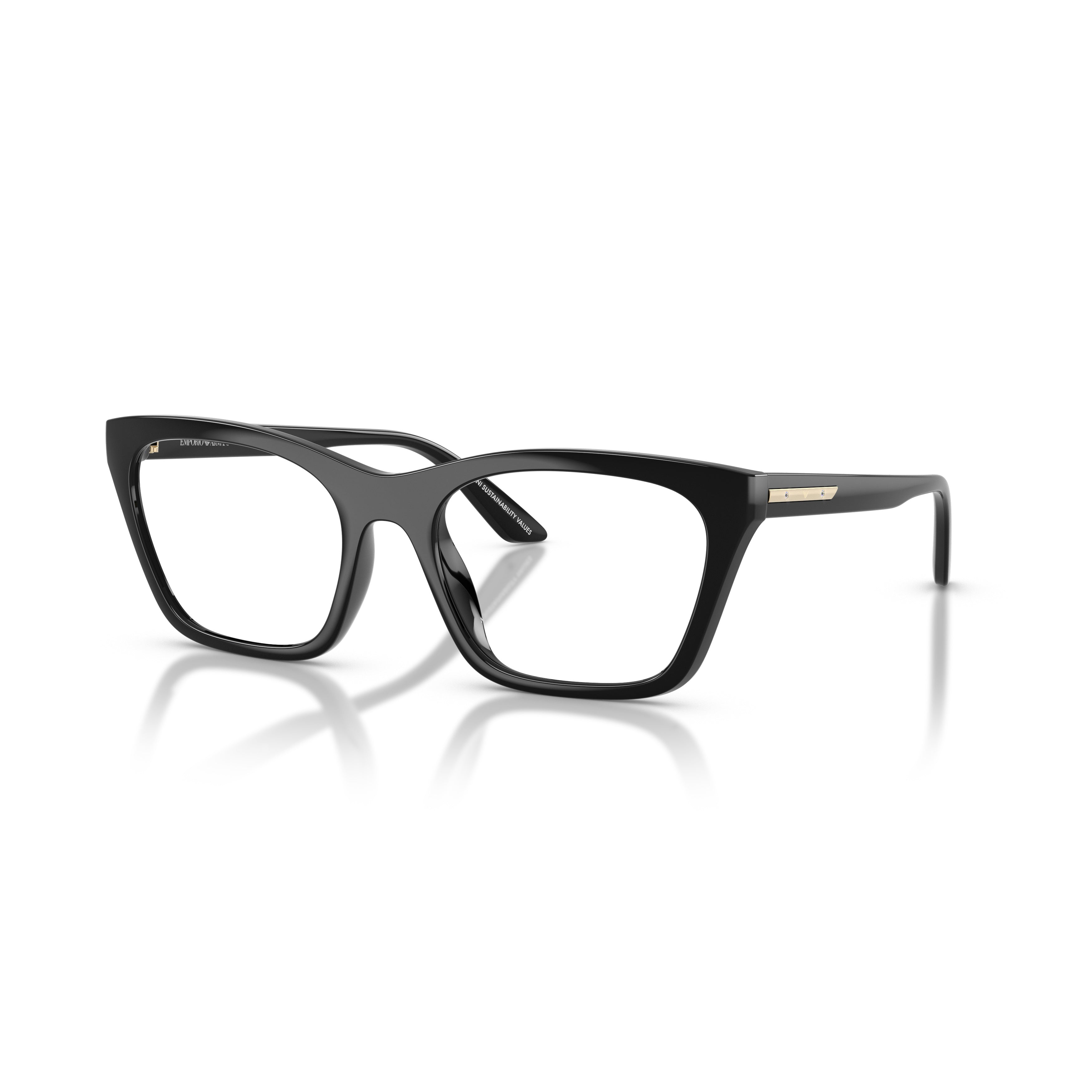 Rectangular Eyeglasses With Glossy Black Frame