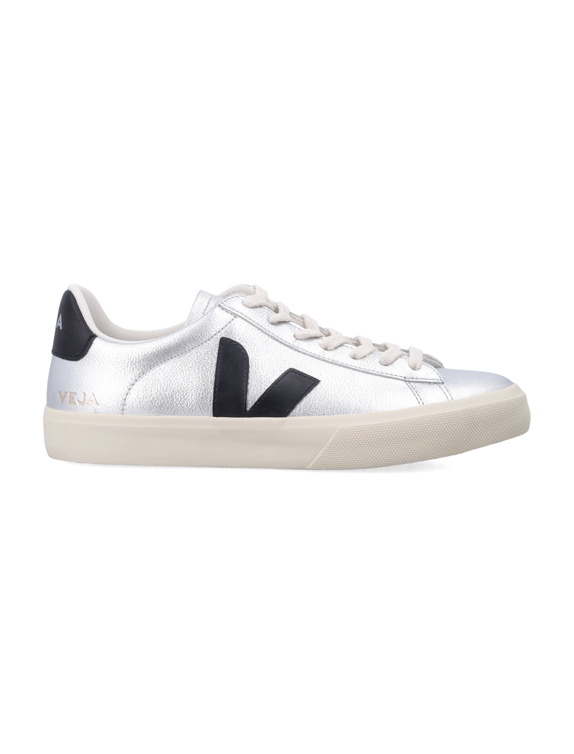 Campo Silver And Black Leather Sneakers