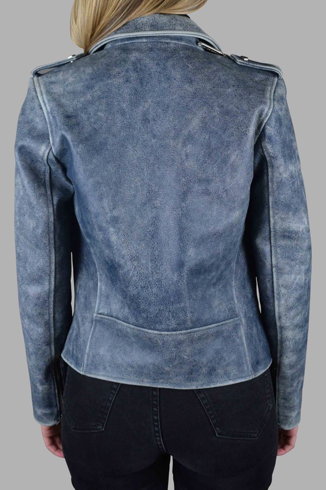 Aged Blue Leather Perfecto Jacket