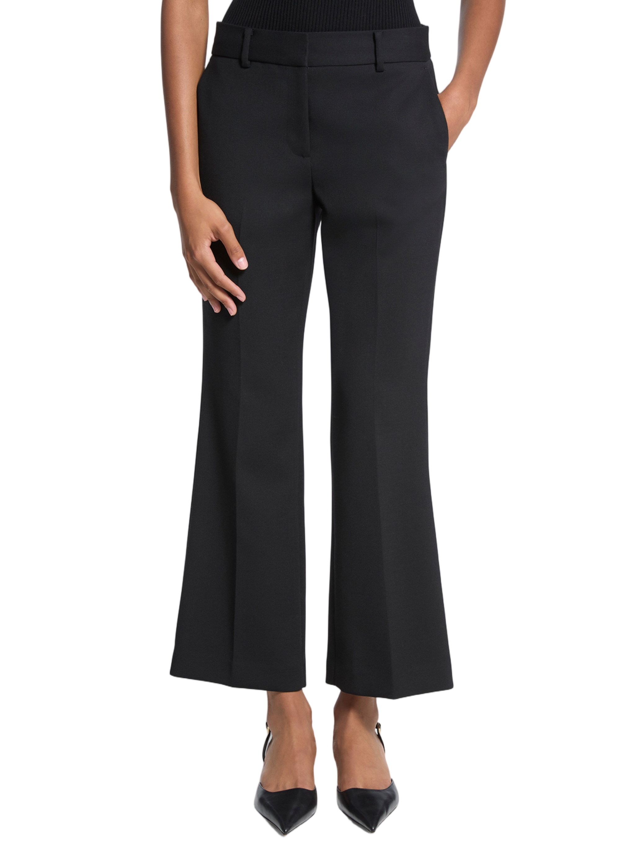 Cropped Kick Tailored Flared Polyester Pants