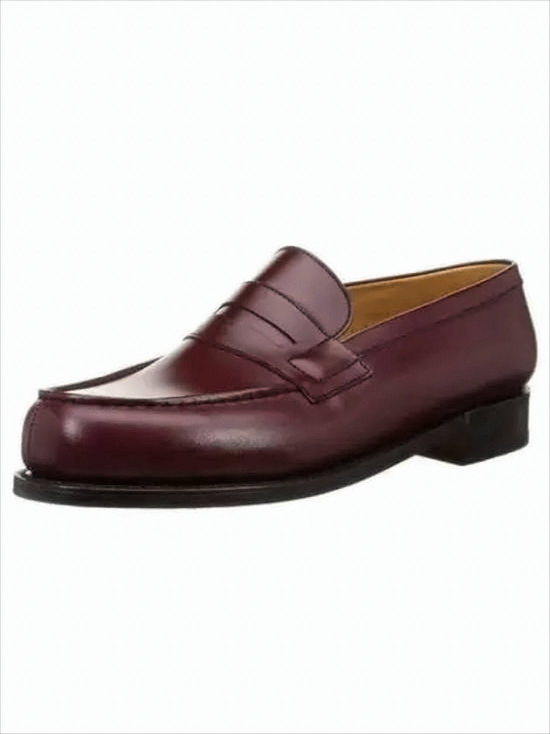 Polished Burgundy Calfskin Loafers with Classic Penny Strap