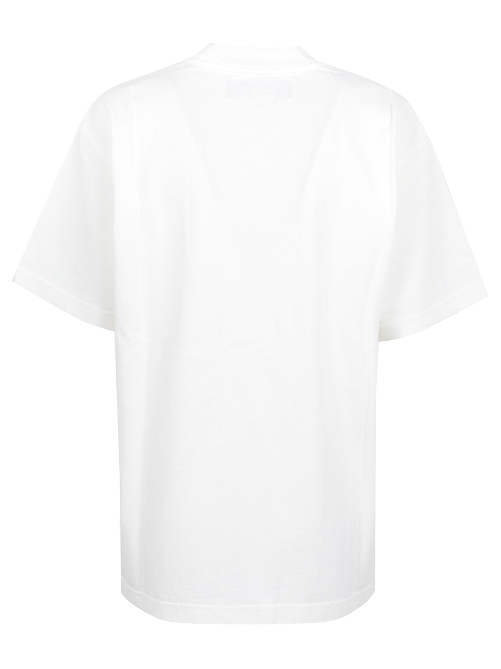 Relaxed Fit White T-Shirt with Embroidered Red Race Car