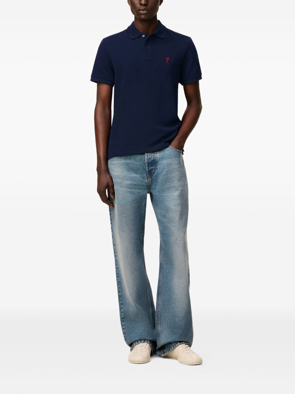 Blue Logo Embroidered Polo Shirt