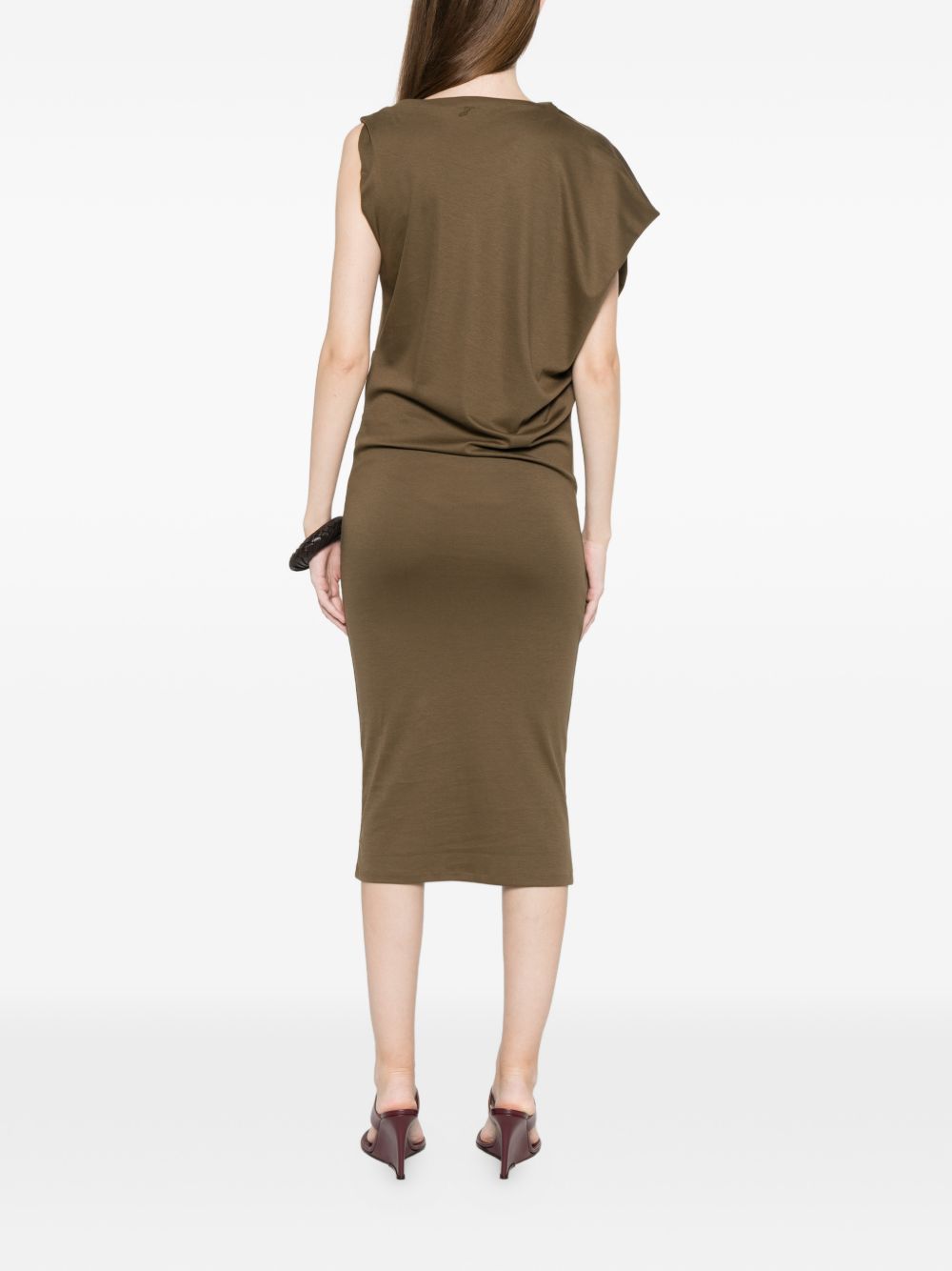 Asymmetrical Brown Midi Dress