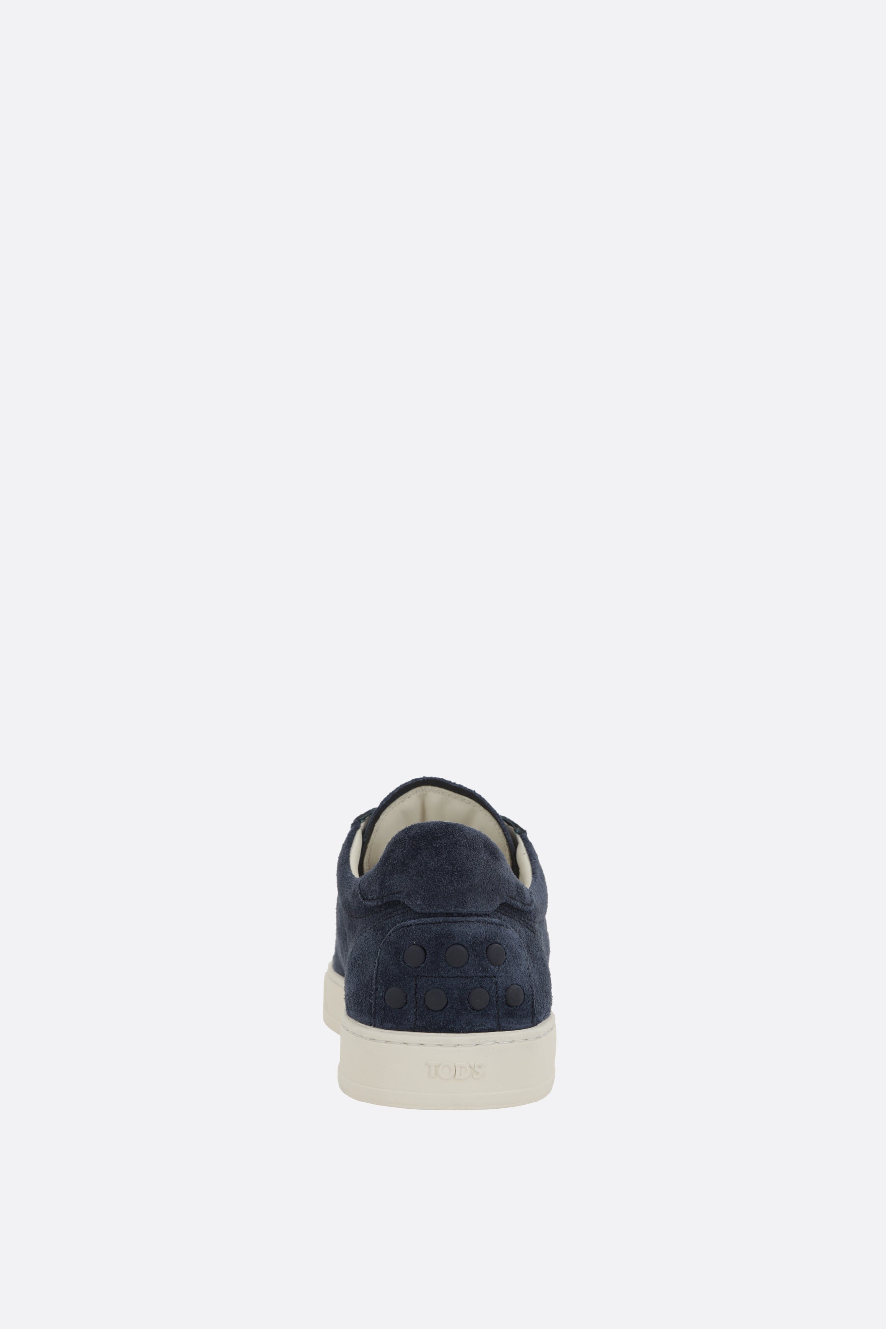 Deep Navy Suede Low-Top Sneakers with Off-White Sole