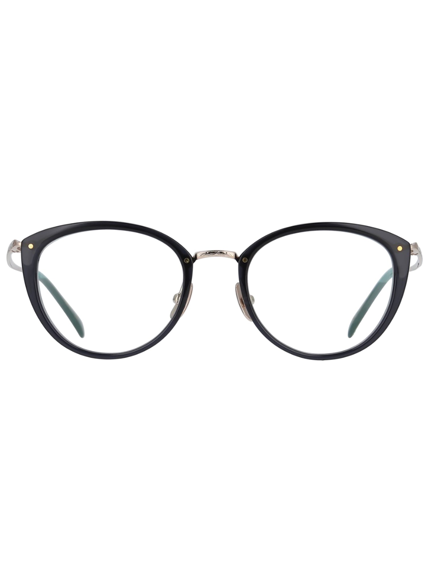 Cat-Eye Black Acetate Optical Frames with Gold Accents