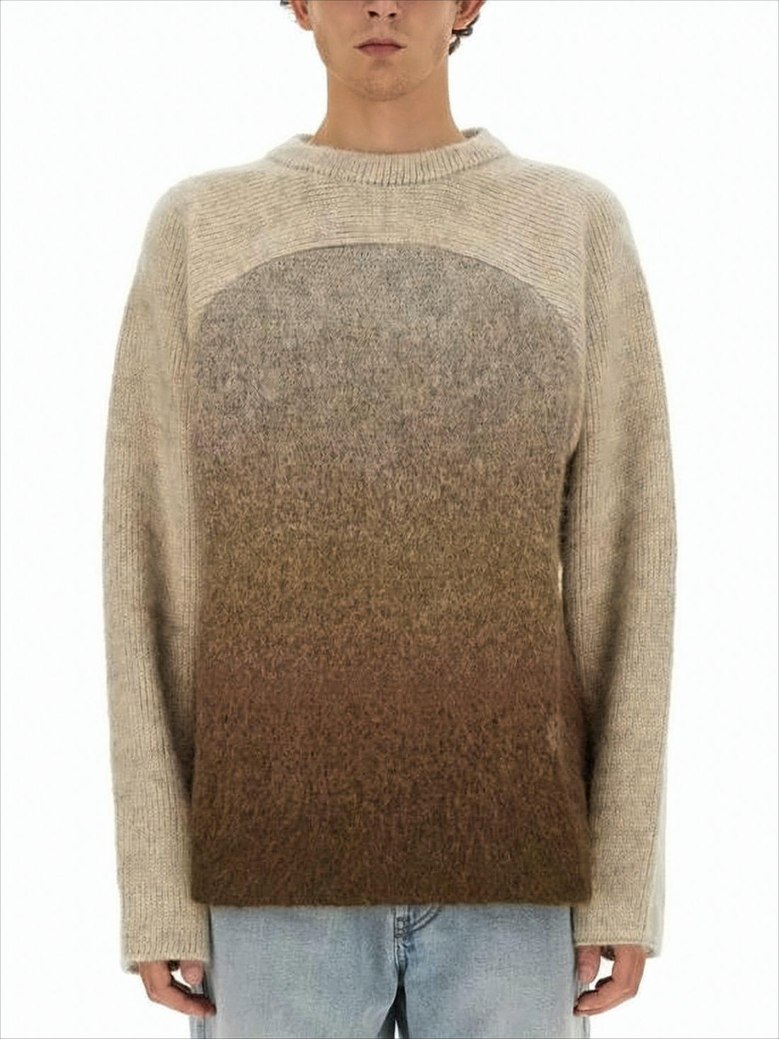 Gradient Knit Sweater with Soft Fuzzy Texture
