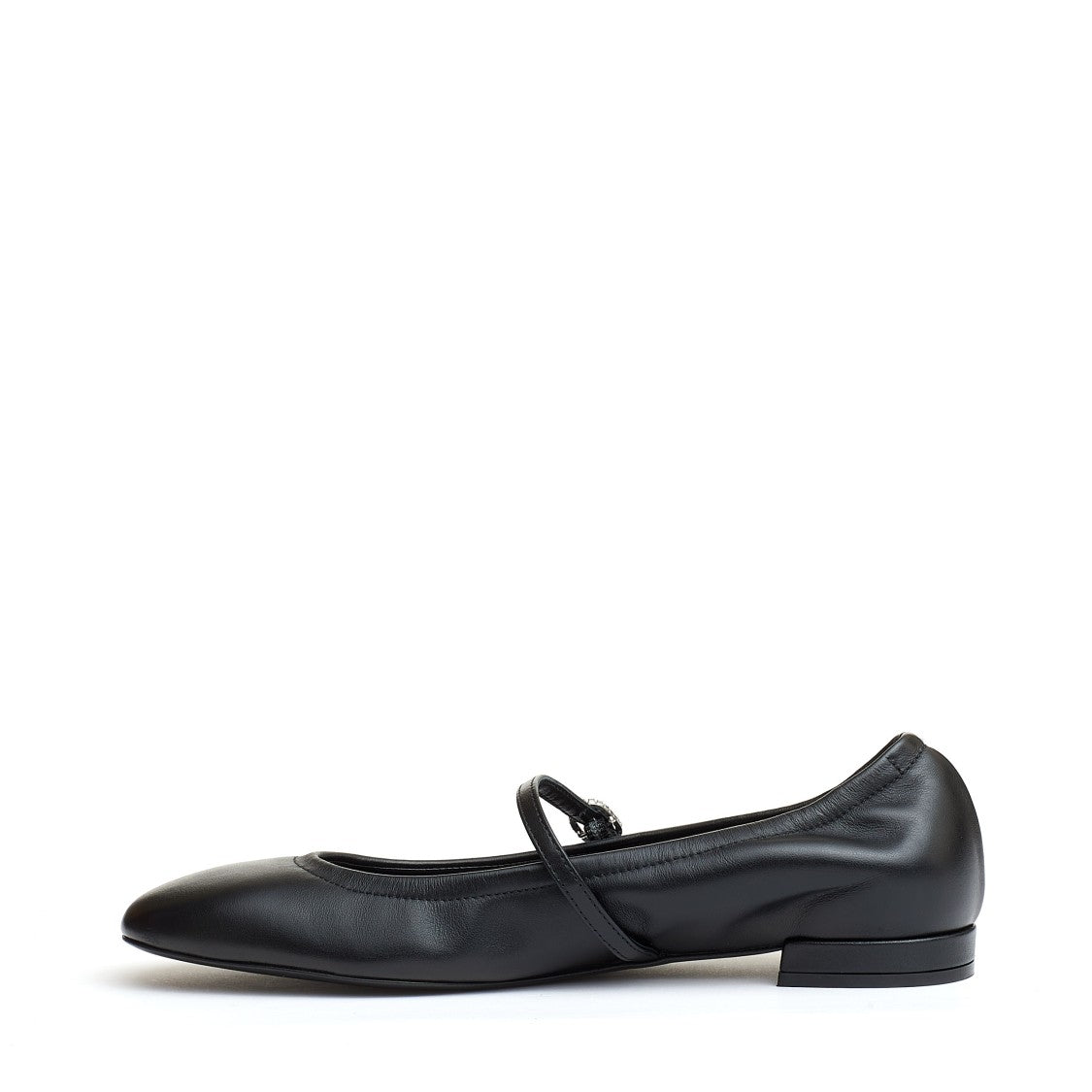 Ballerina With Strap Black Leather