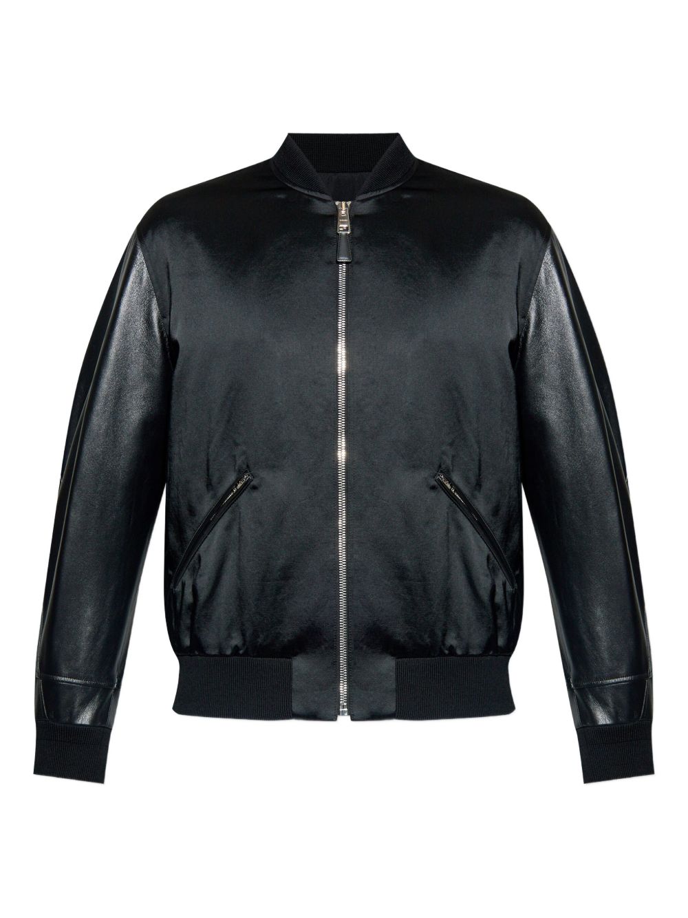 Tonal Embroidered Black Bomber Jacket