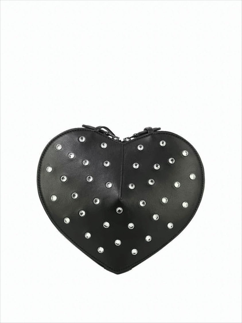 Heart-Shaped Shoulder Bag With Silver-Stud Details