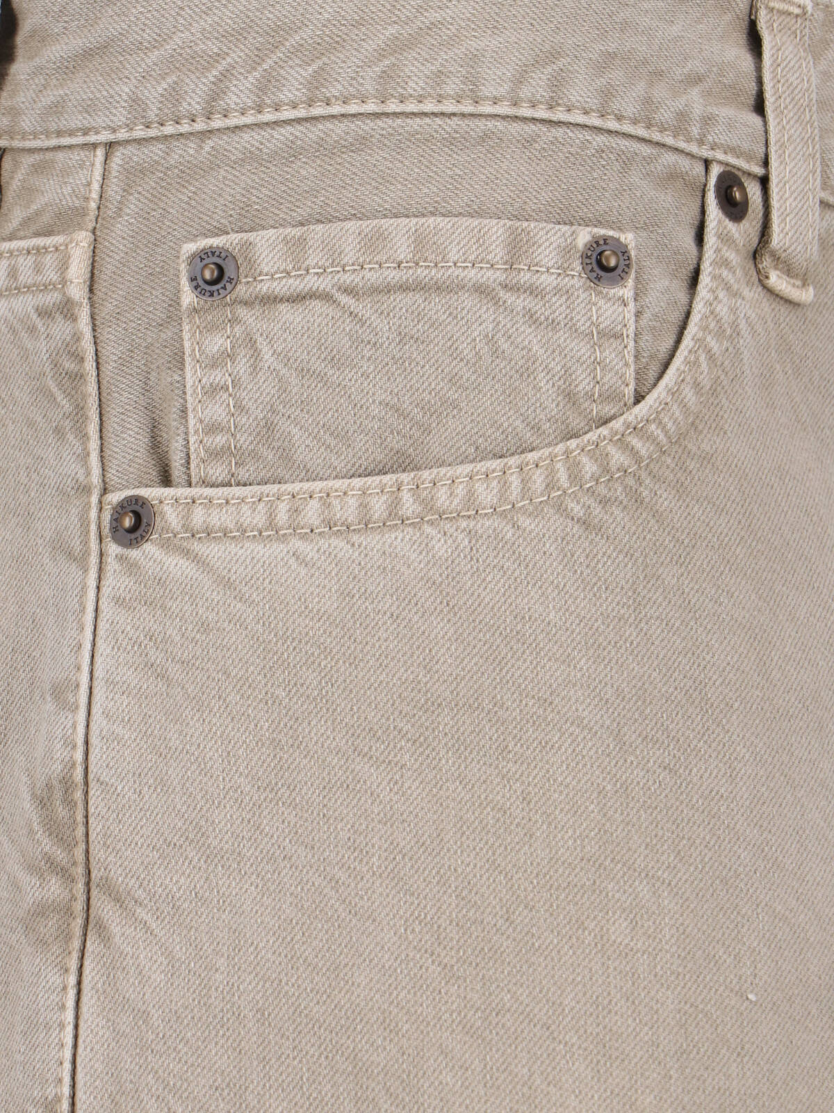 Wide-Leg Beige Denim And Linen Jeans With Five-Pocket Design