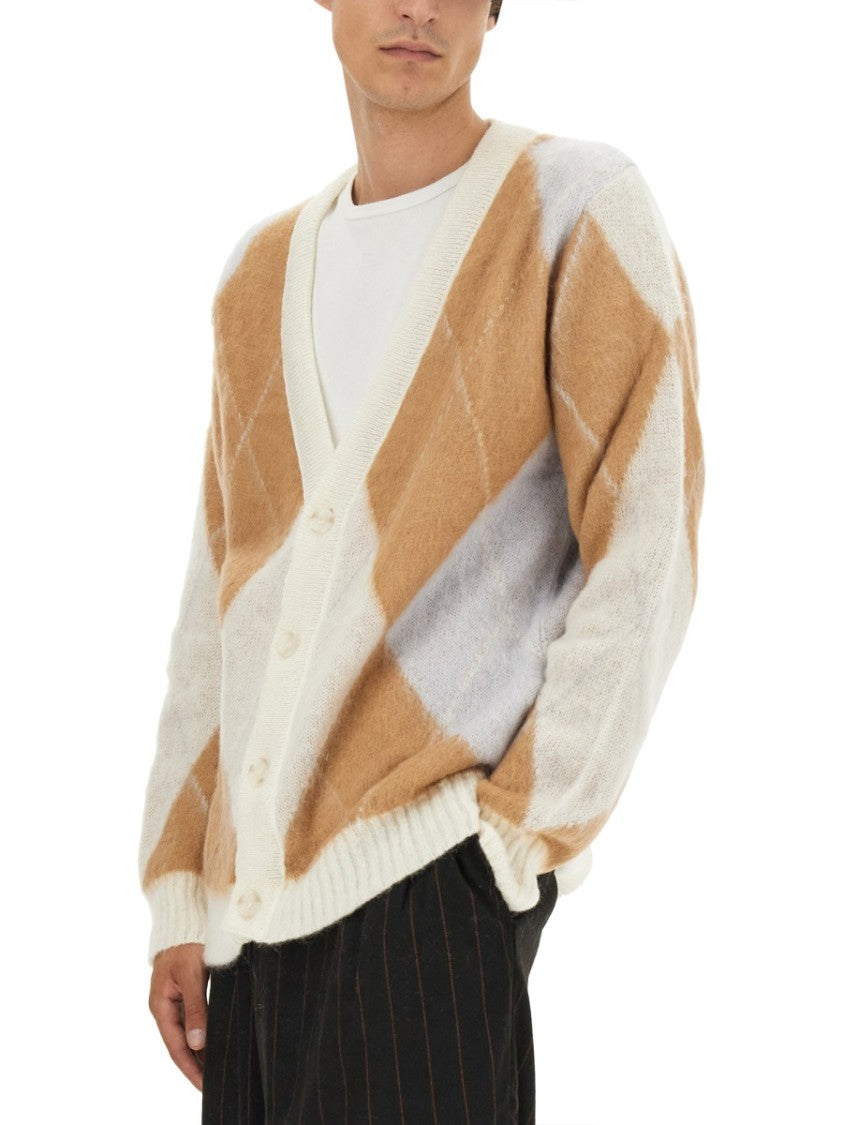 V-Neck Cardigan With Argyle Pattern