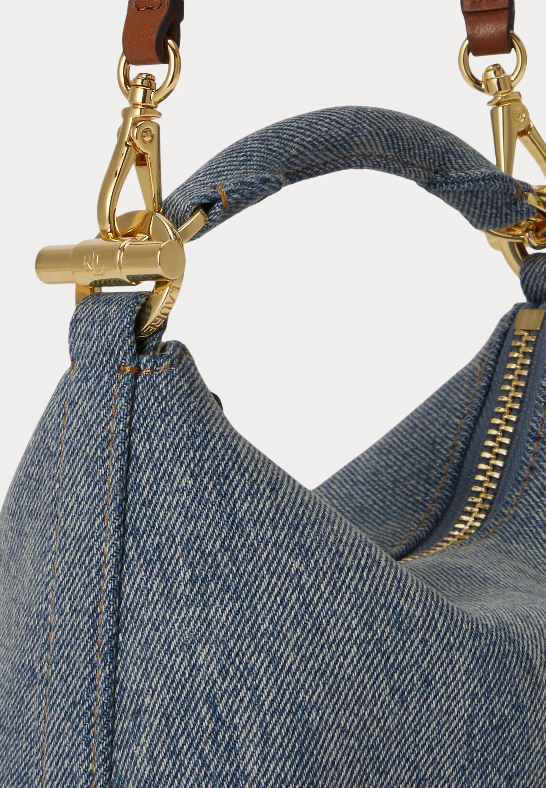 Slouchy Denim Handbag with Versatile Leather Straps