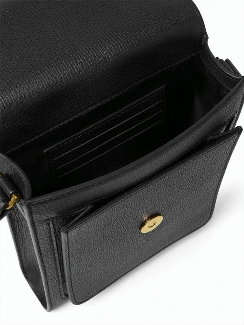 Structured Textured Leather Crossbody Bag