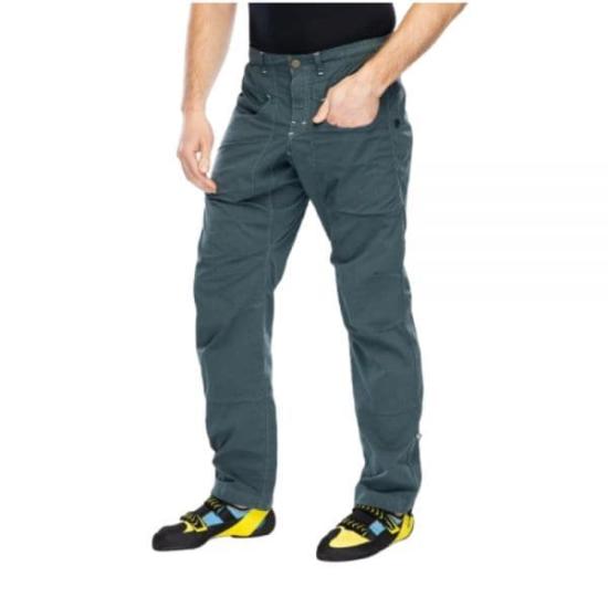 Straight-leg Dark Teal Denim Pants with Button Fly