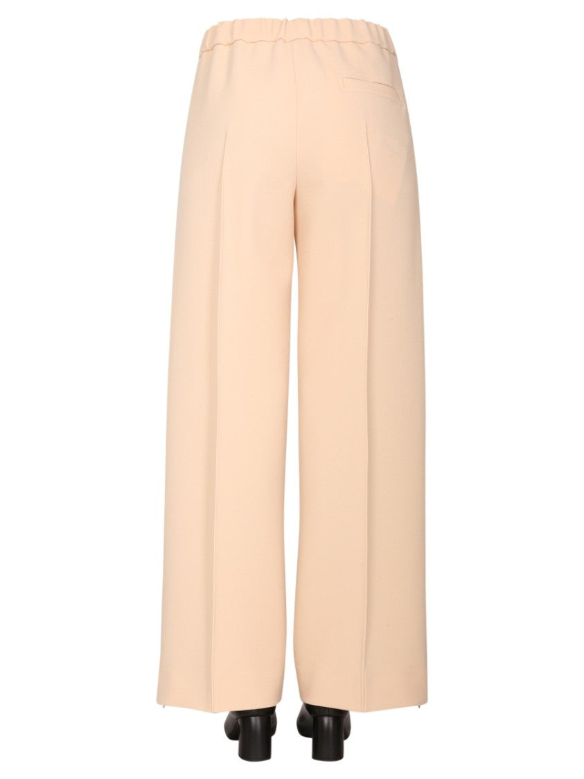 Wide-Leg Wool Trousers With Elasticized Waistband