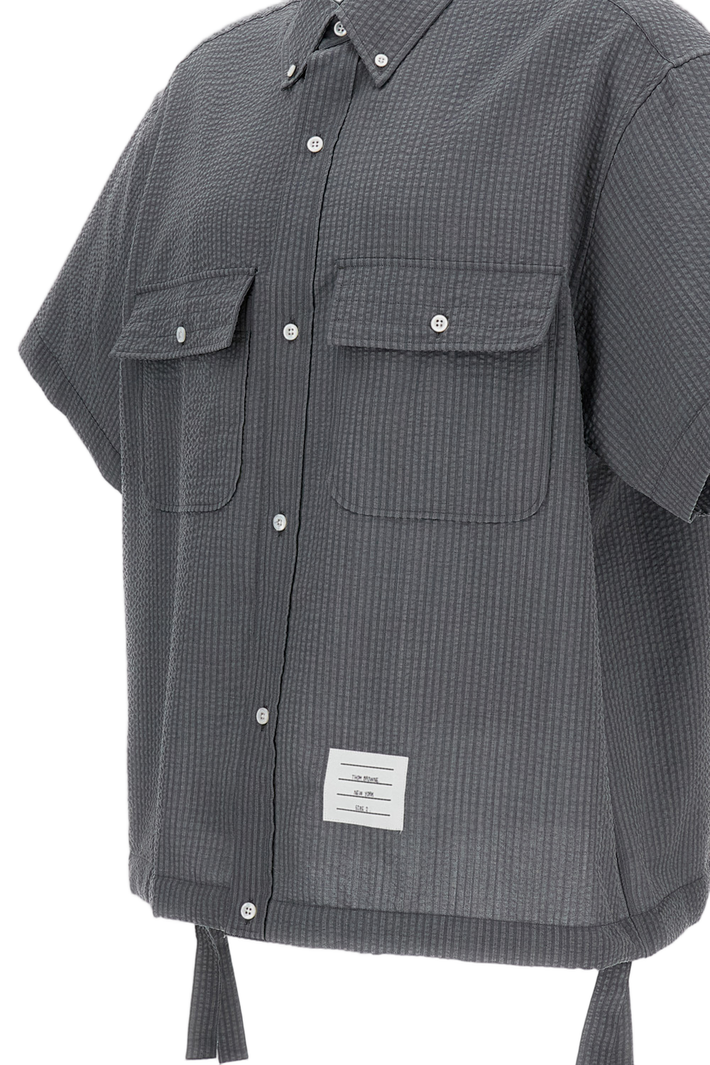 Gray Wool Short-Sleeve Oversize Shirt