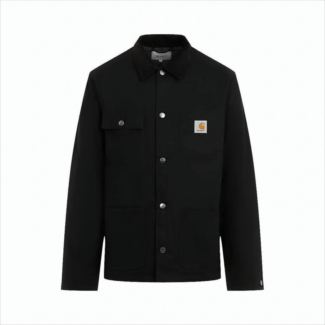 Structured Black Cotton Jacket with Classic Collar