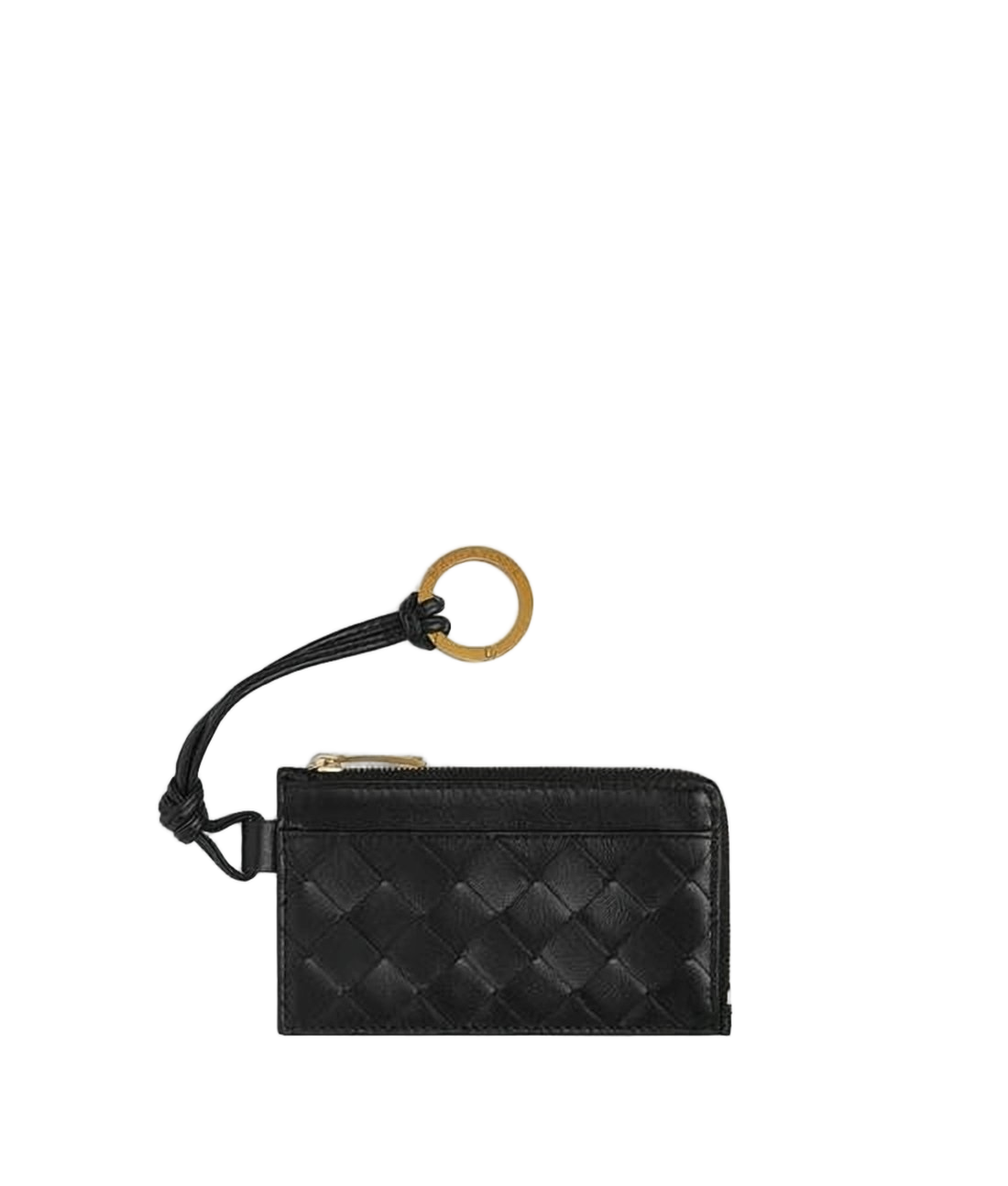 Woven Leather Card Wallet with Zip Closure