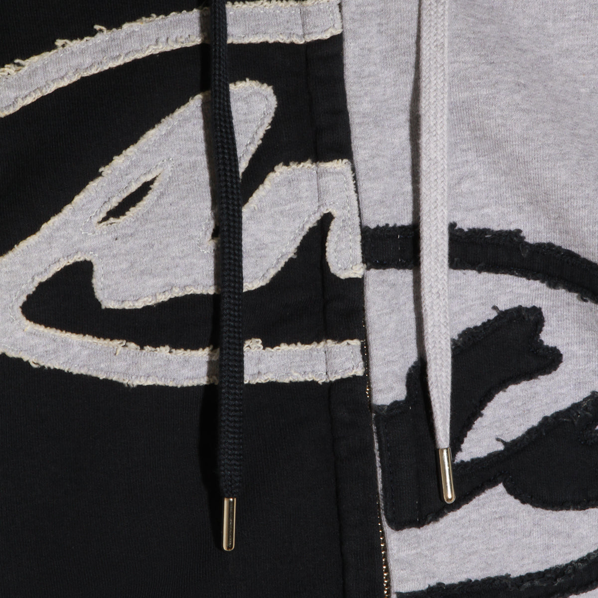 Split Color Design Hoodie with Textured Logo