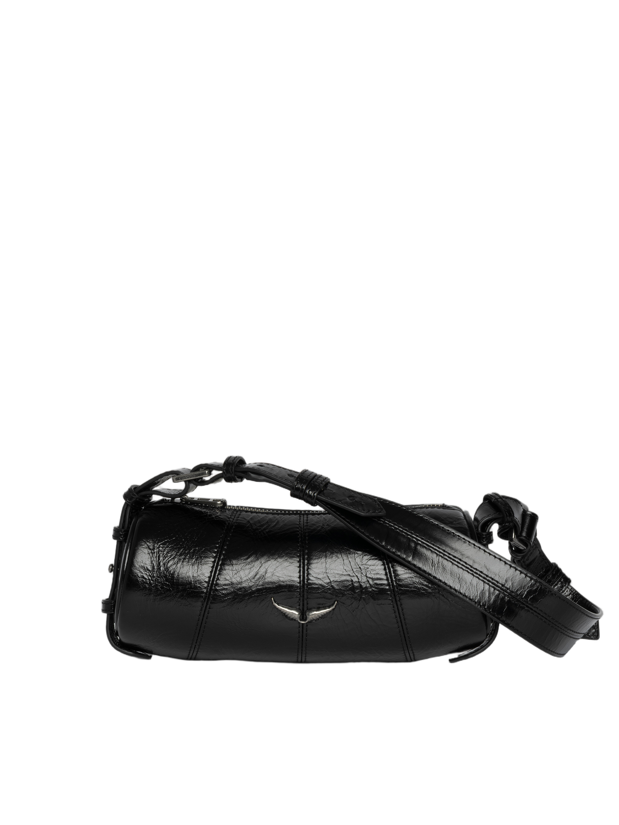 Cylindrical Patent Leather Shoulder Bag
