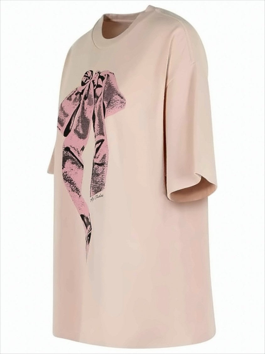 Loose-Fitting Short-Sleeve T-Shirt With Bow Graphic