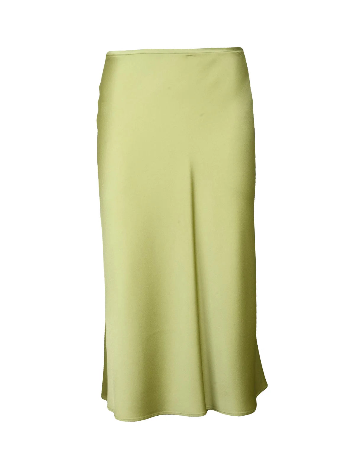 Satin Stretch Midi Skirt - Green