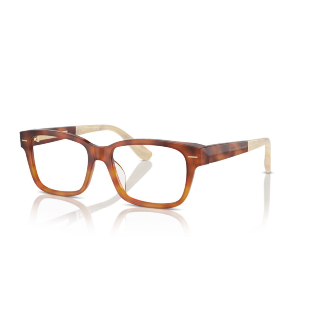 0bc3003 Tortoiseshell Rectangular Frame Eyeglasses with Beige Temples